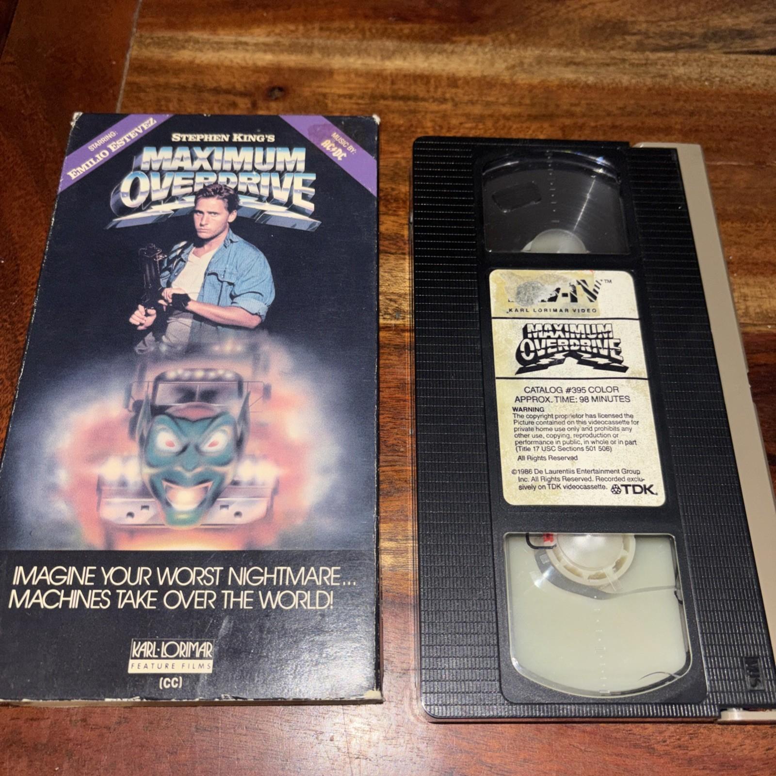 Maximum Overdrive Original VHS 1986 Stephen King Horror Film ACDC 80s Horror