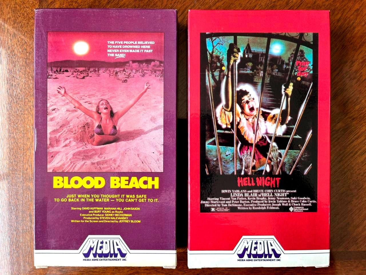 'Blood Beach' & 'Hell Night' | 1981 Media x2 VHS Lot | NEAR MINT