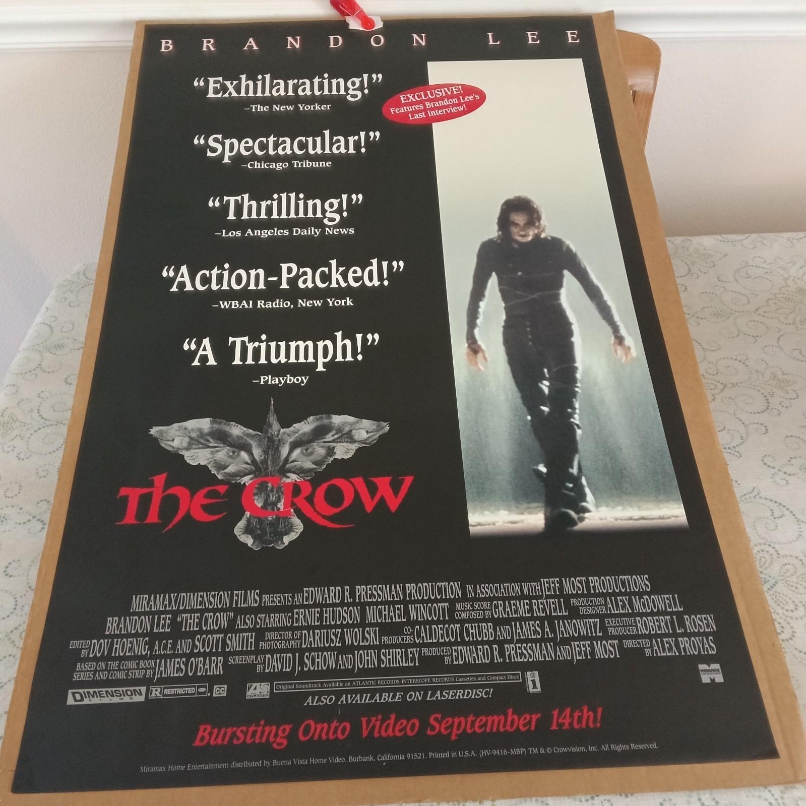 ONE SHEET ADVANCE POSTER "THE CROW" BRANDON LEE ORIGINAL 1994