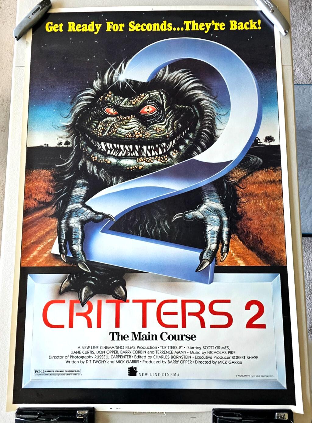 CRITTERS 2 THE MAIN COURSE ORIGINAL ROLLED 27X41 MOVIE POSTER 1988 SCOTT GRIMES