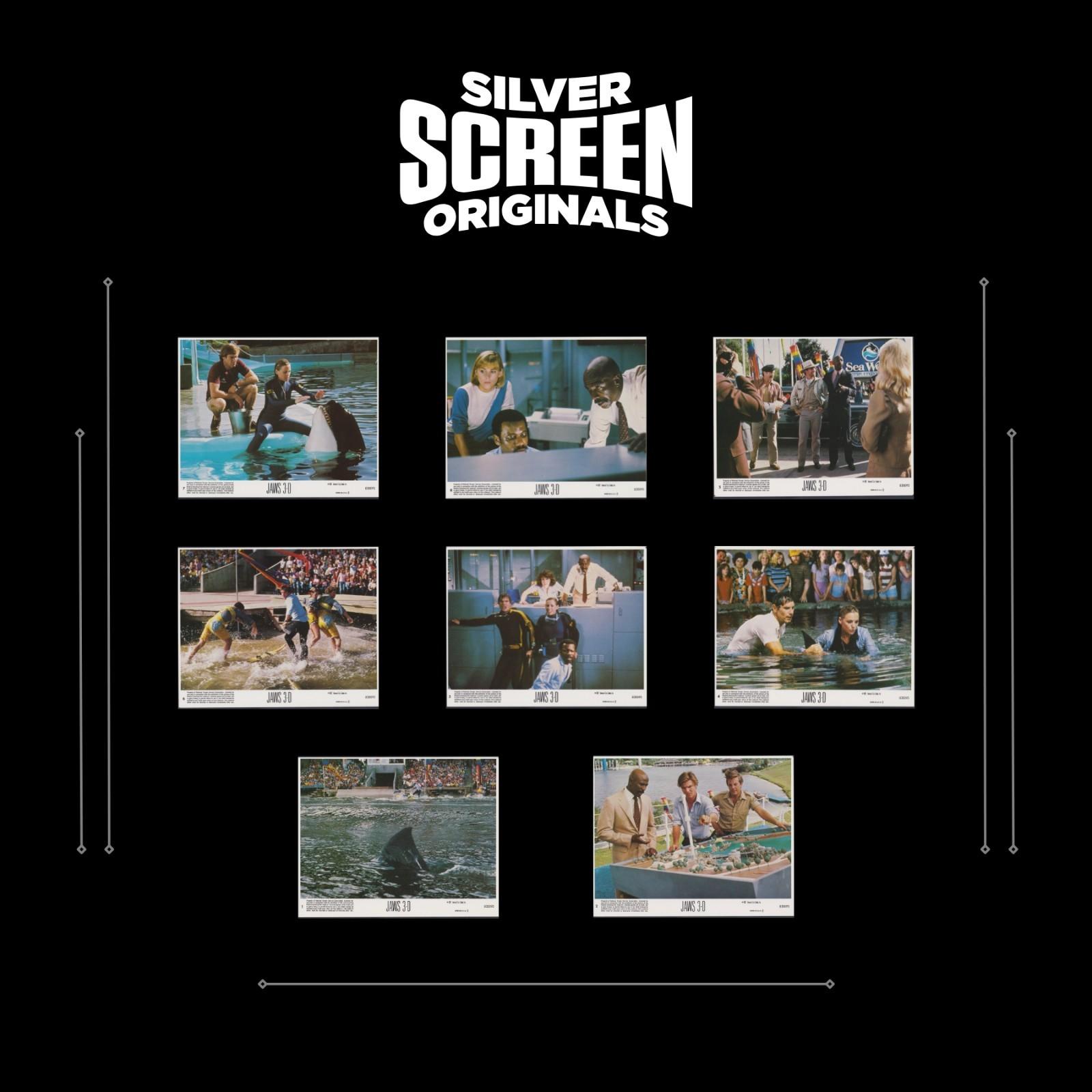 Jaws 3-D 8x ORIGINAL UK FOH Lobby Cards Dennis Quaid Bess Armstrong 1983