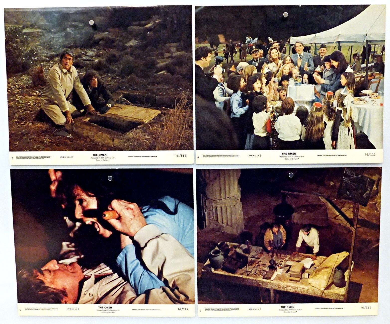 "THE OMEN" 8x10 MINI-LOBBY CARD LOT 1976 Original GREGORY PECK Lee Remick HORROR