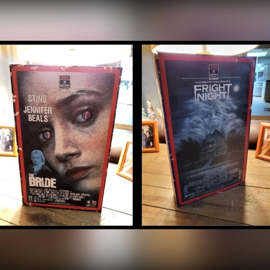 Fright Night (1985) & The Bride ('85) Authentic Promo  VHS Box 39yrs old 15"X8"
