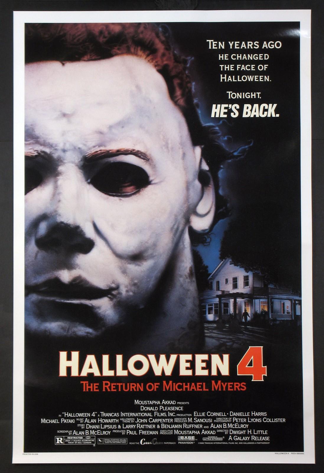 HALLOWEEN 4 IV THE RETURN OF MICHAEL MYERS SLASHER HORROR 1988 1-SHEET ROLLED