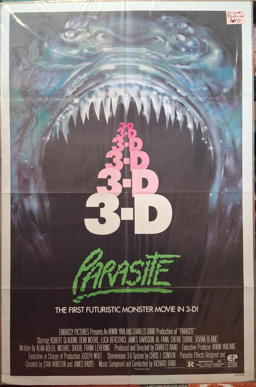 1982 ORIGINAL Parasite 27x41 Promotional 3D Horror Movie Poster