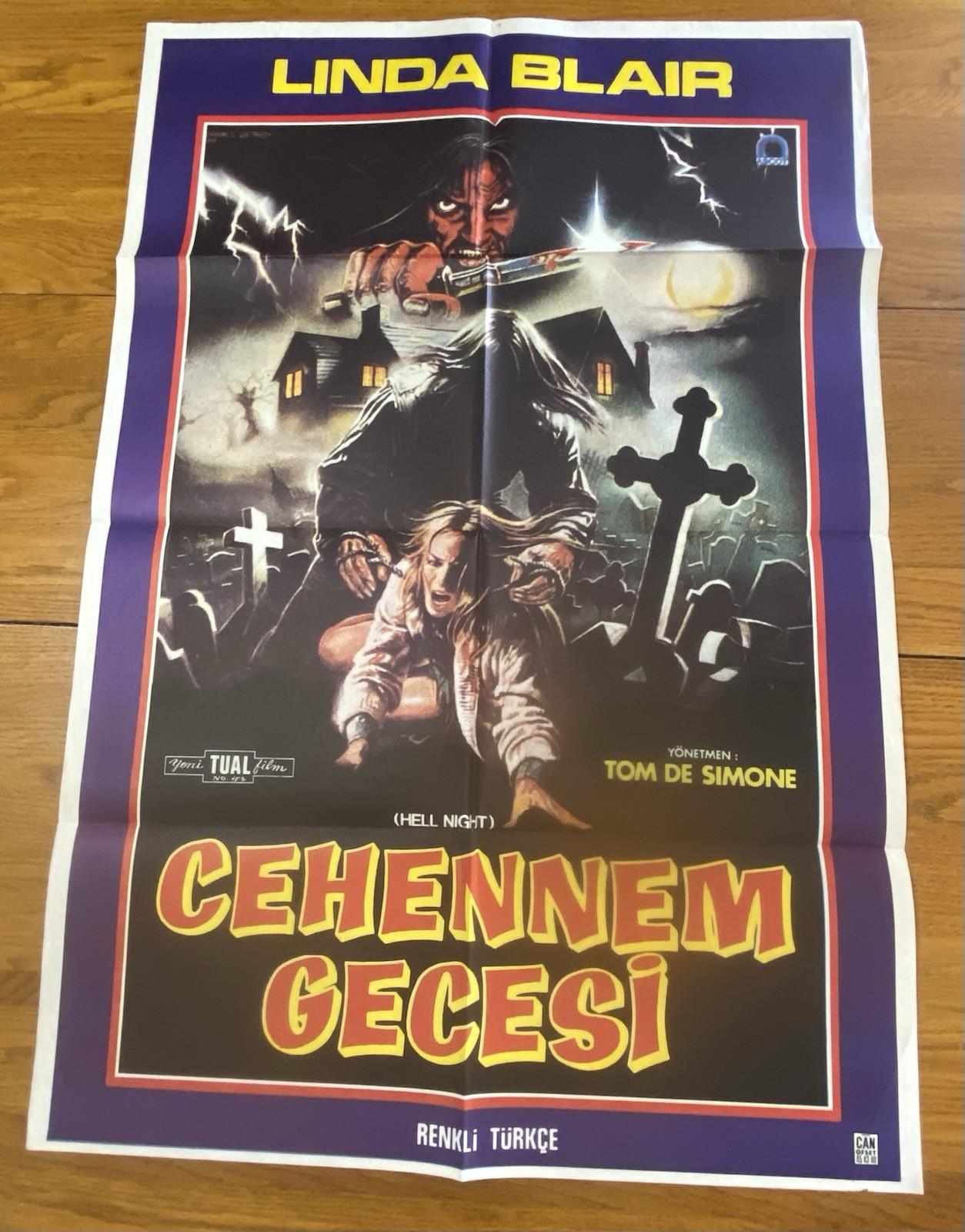 Hell Night Original Turkish Edition Movie Poster From 1981 Linda Blair