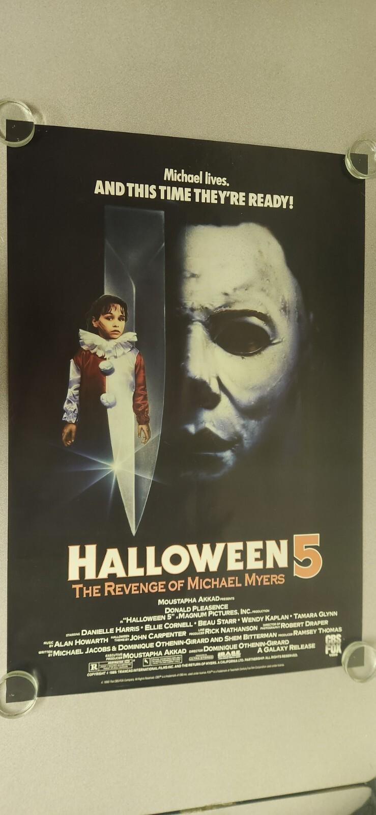 1989 "HALLOWEEN 5: THE REVENGE OF MICHAEL MYERS" Orig VIDEO VHS POSTER Rolled