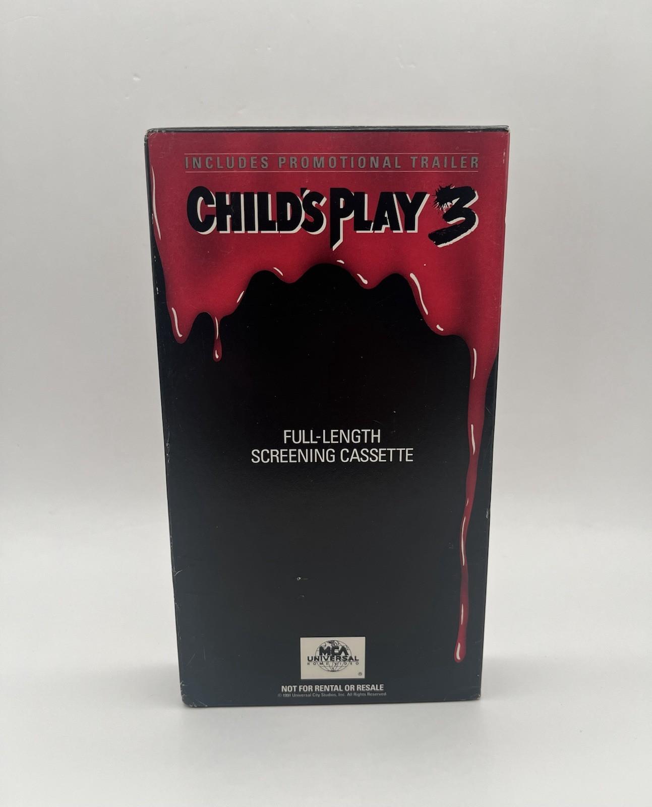 Child's Play 3 Screener Copy - Rare VHS 1992 Tested And Working.