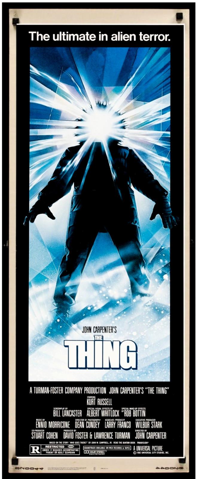 1982 The Thing Original Movie Poster 14x36 Rolled John Carpenter Horror Sci-Fi