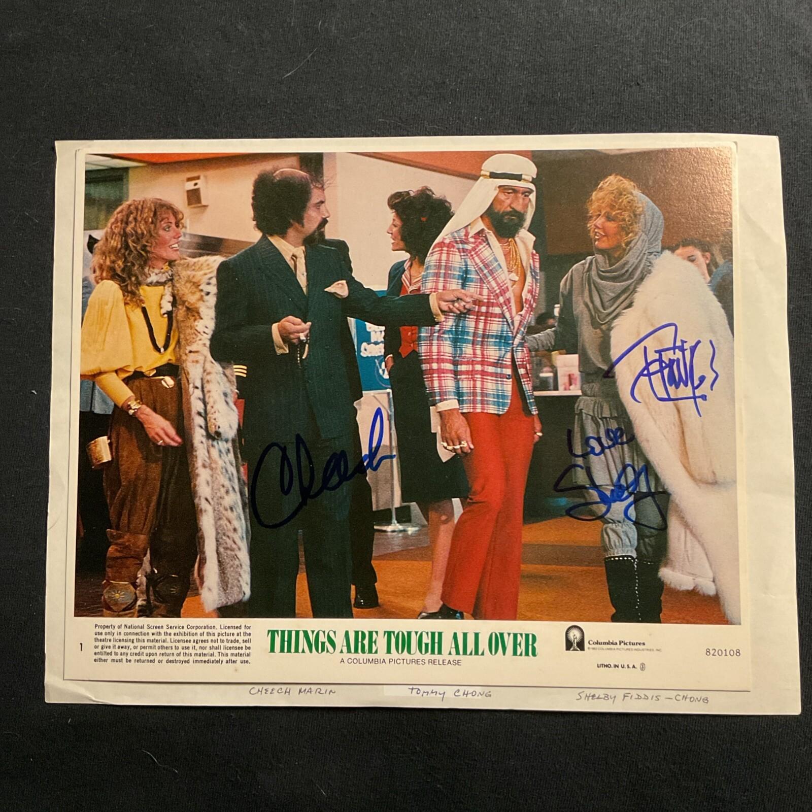 SIGNED Lobby Card VTG 1982 THINGS ARE TOUGH ALL OVER Cheech Chong Shelby Chong