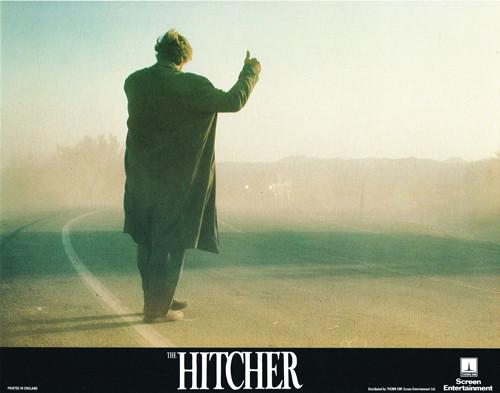 THE HITCHER ORIGINAL 11X14 LOBBY CARD RUTGER HAUER ON ROAD BRITISH
