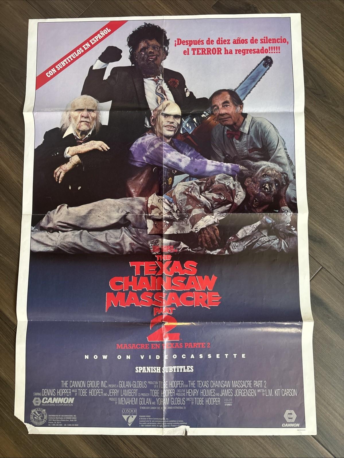 Texas Chainsaw Massacre Part 2 1986 Original Video Store Promo Poster 41"x27"