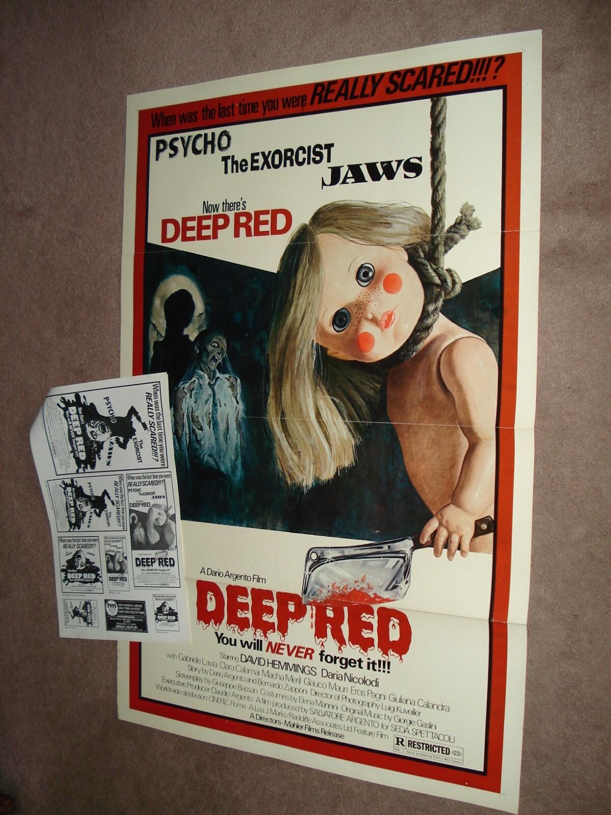 Dario Argento's DEEP RED Orig. 1975 One-Sheet! - David Hemmings & Daria Nicoladi