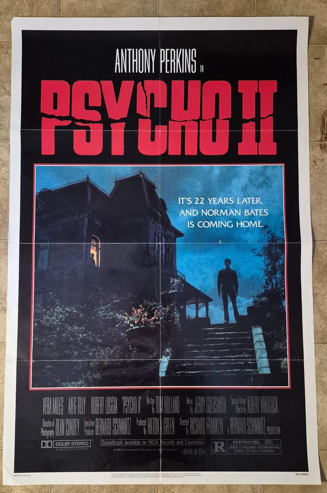 Psycho II 1983 Anthony Perkins HORROR Original One Sheet Movie Poster