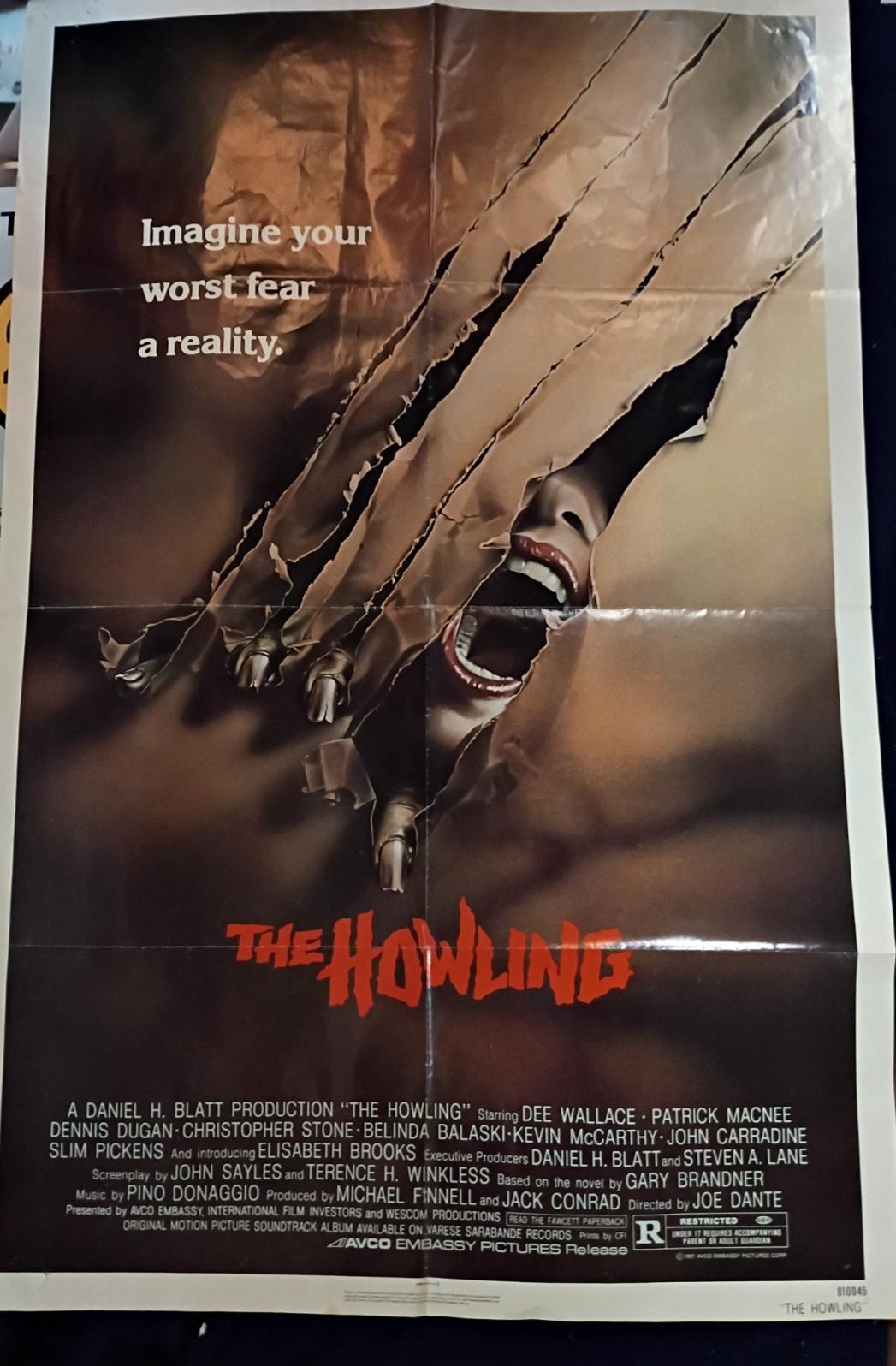 Vintage 1981 original one sheet The Howling movie poster 