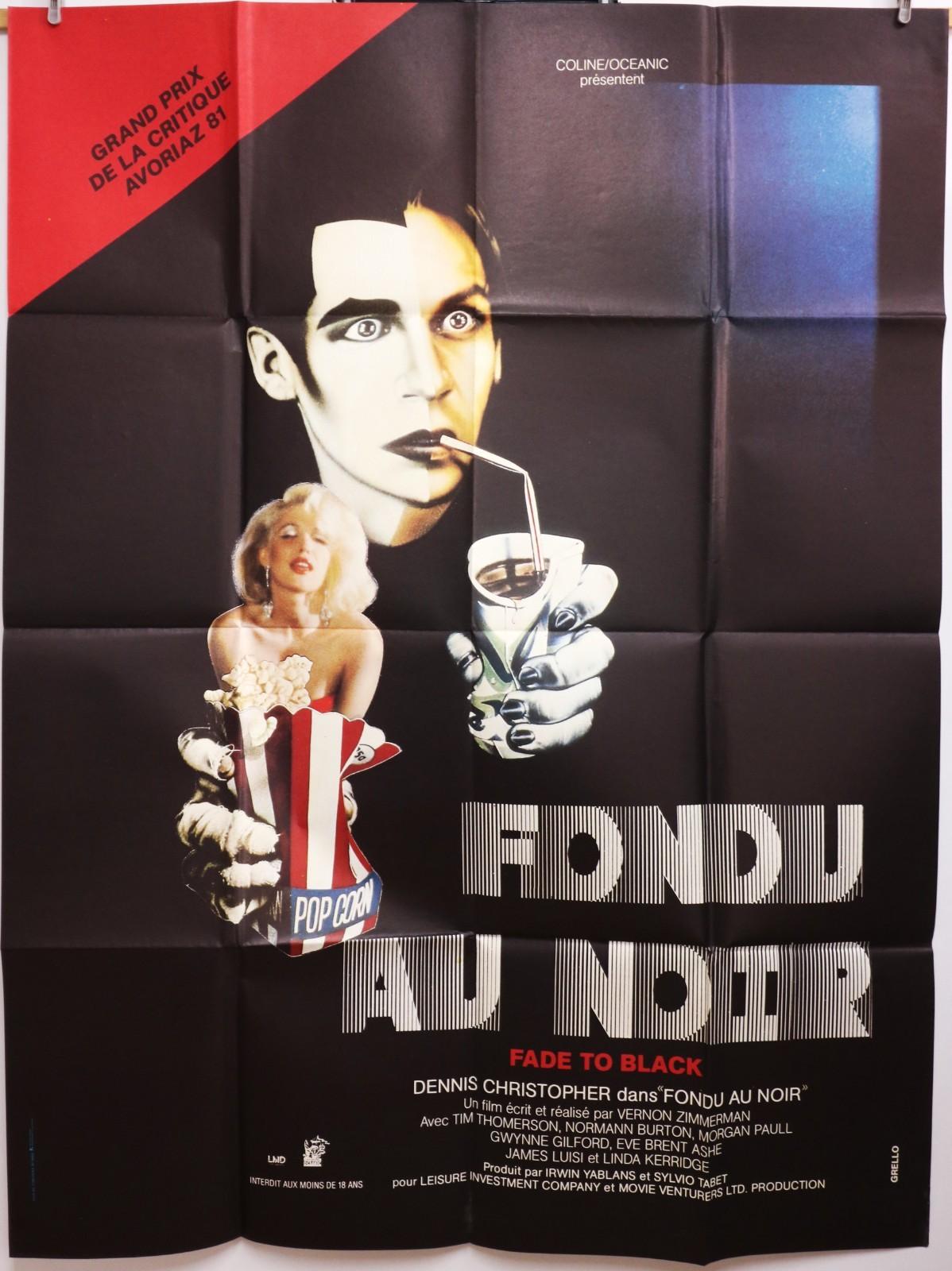 FADE TO BLACK 1980 Vintage Large French Original Movie Poster 117x156cm