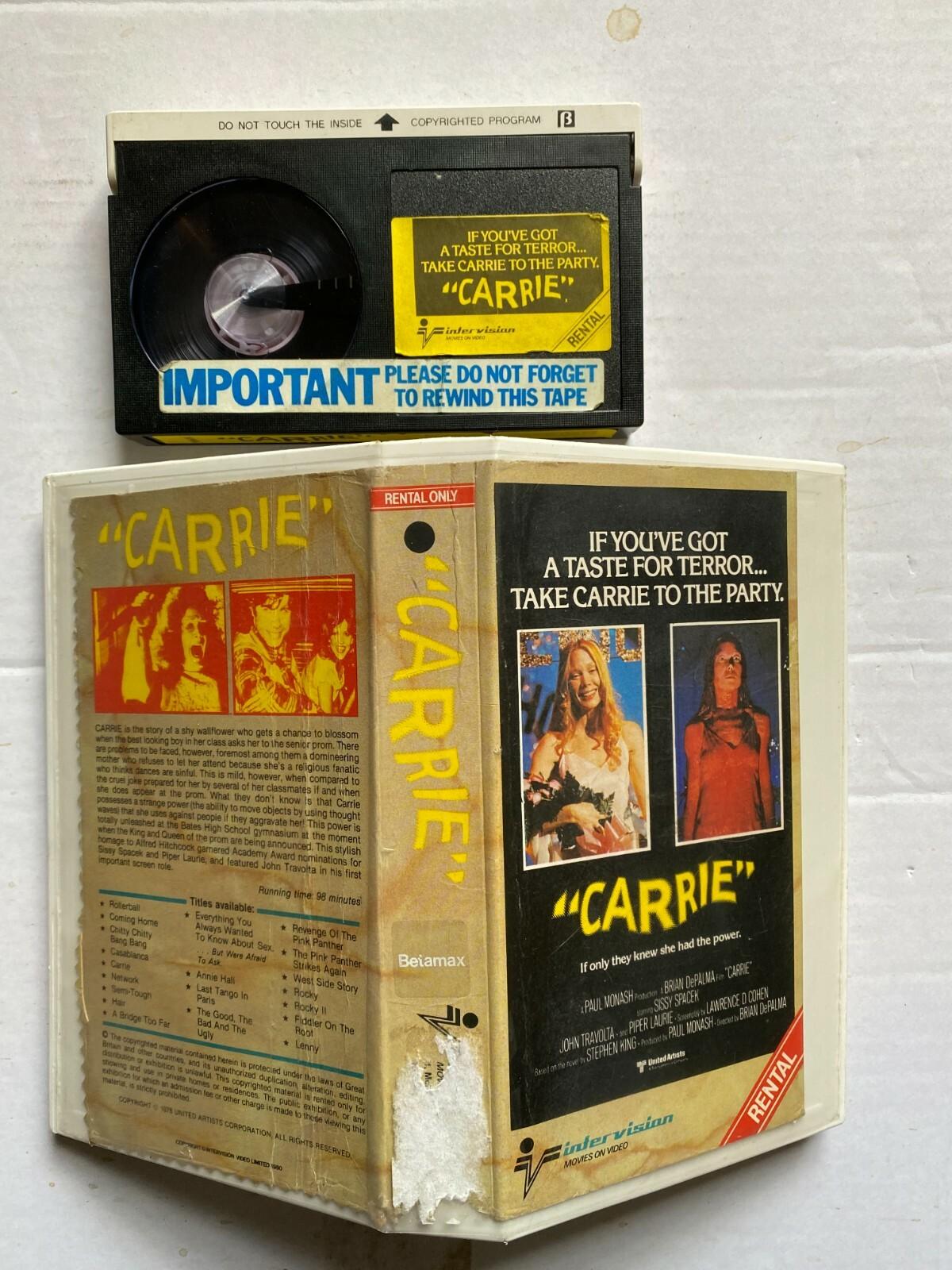 Carrie Sissy Spacek John Travolta RARE BETAMAX Video Ex rental PRE CERT 1976