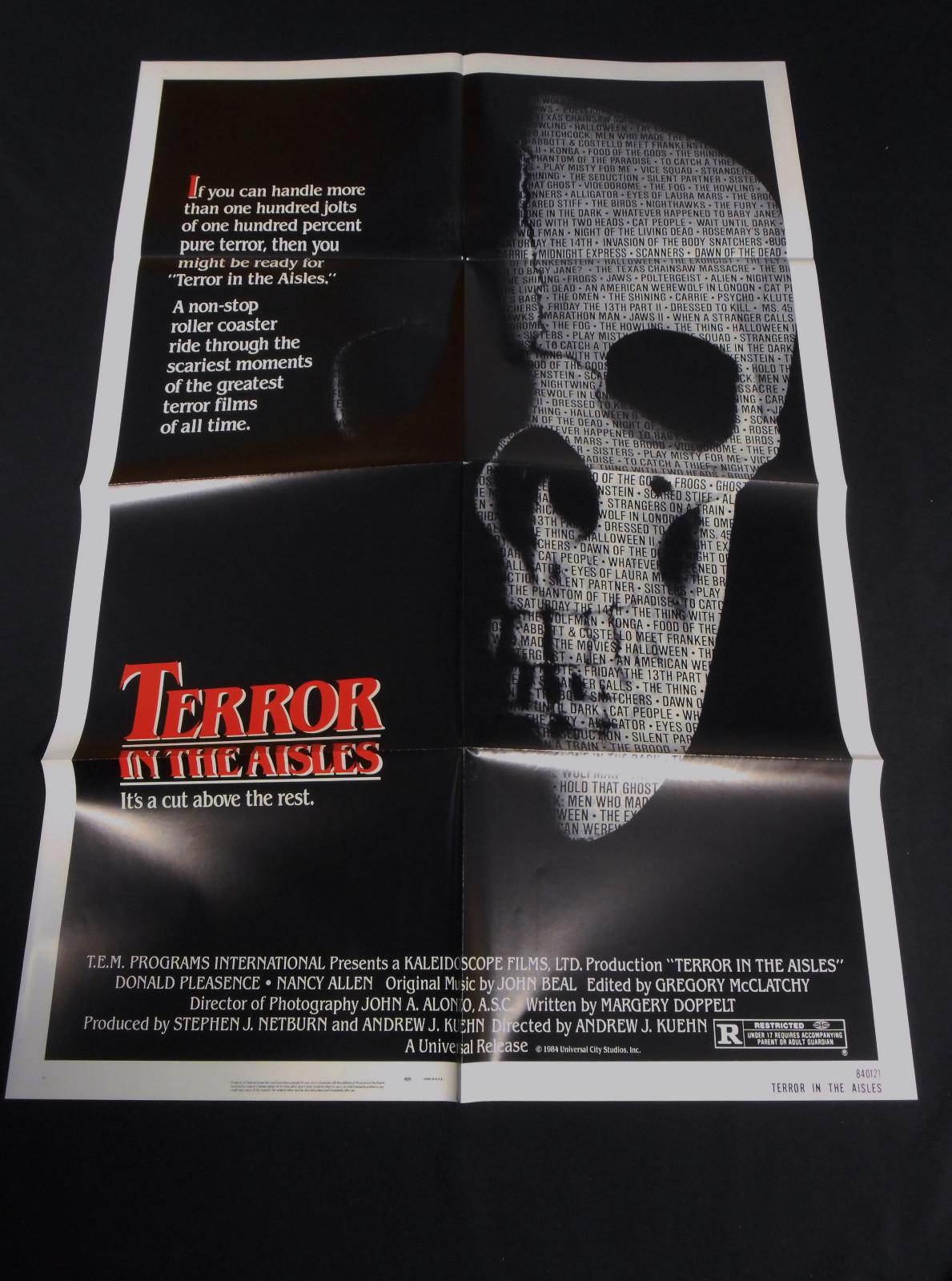 TERROR IN THE AISLES 1984 * DONALD PLEASENCE * HORROR MOVIE POSTER * MINT UNUSED