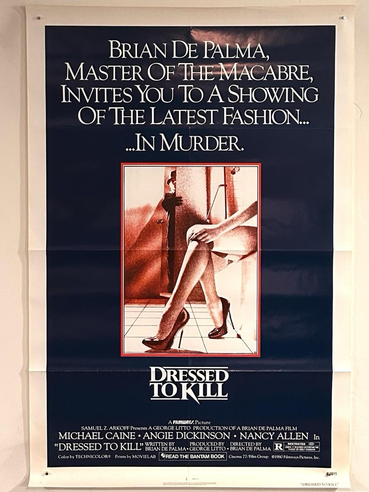 Vtg. DRESSED TO KILL 1980 Brian De Palma Original SS Movie Poster 27x41 EXC