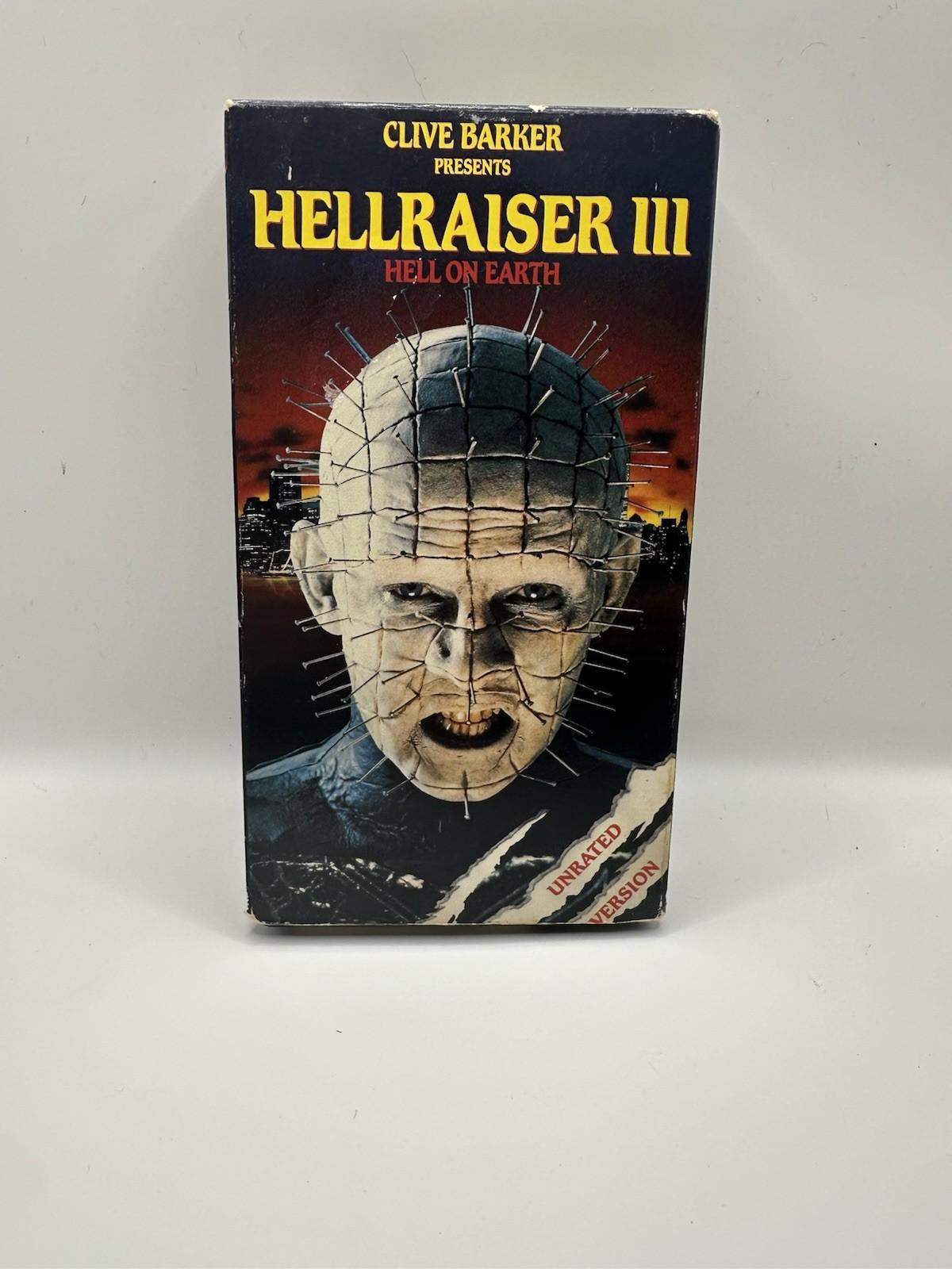 Hellraiser 3 Hell On Earth VHS   Unrated Version Halloween Horror 1992 Rare