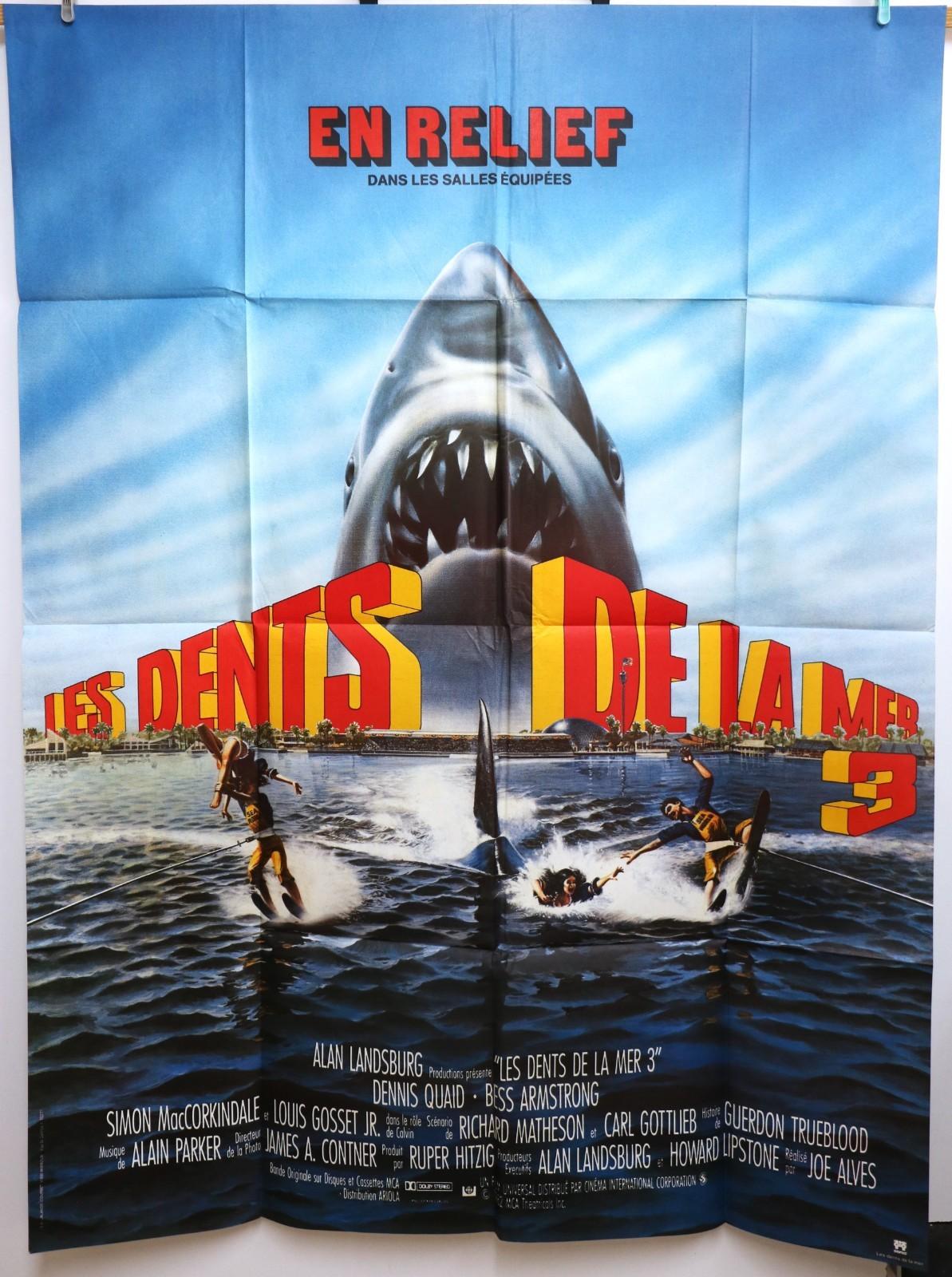 JAWS 3-D 1983 Vintage Large French Original Movie Poster 120x160cm