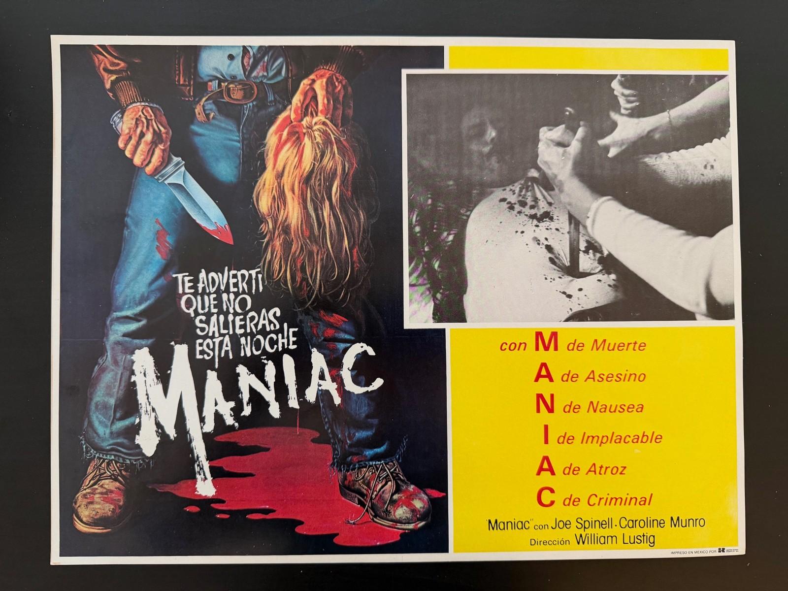 Vintage Maniac Spanish Movie Lobby Card 16x12 Joe Spinell William Lustig