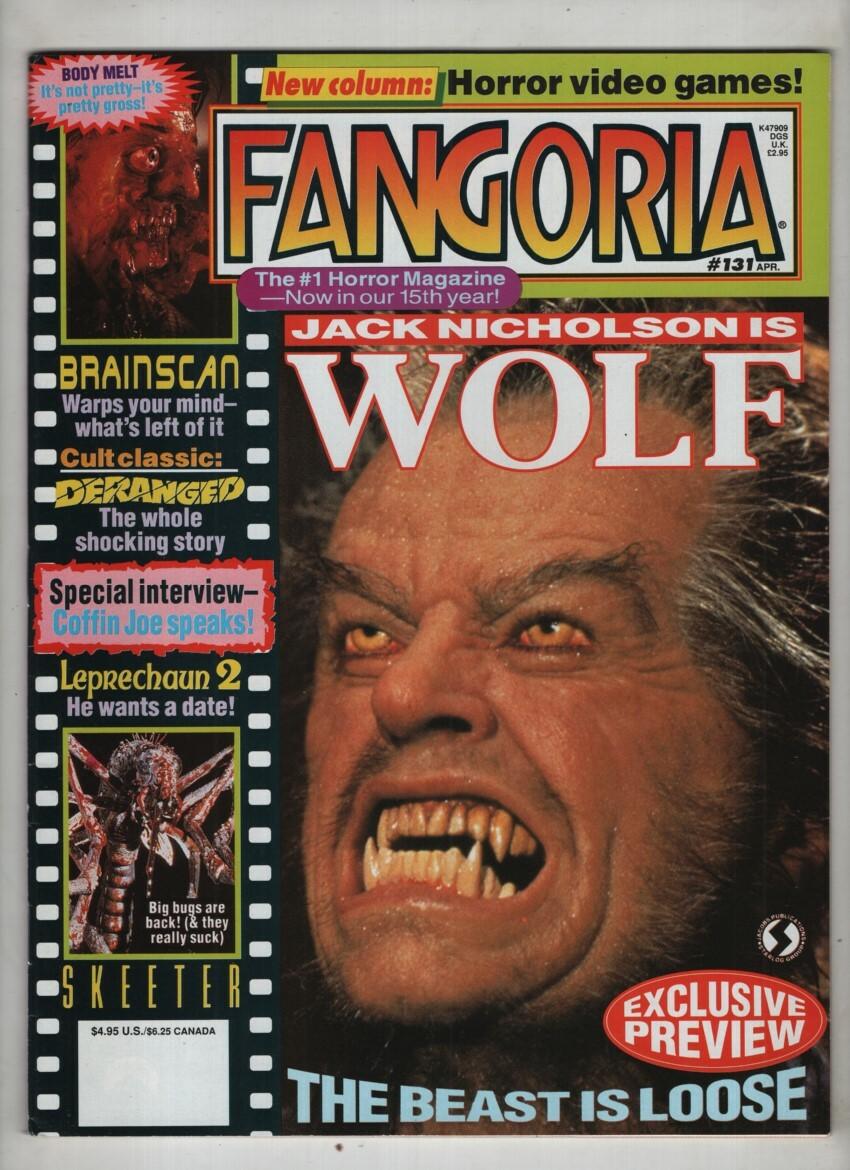 Fangoria Mag Jack Nicholson The Wolf Brainscan #131 April 1994 060421nonr