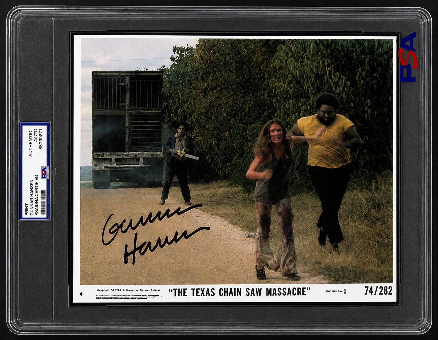 Signed Gunnar Hansen Lobby Card 1974 Texas Chainsaw Massacre Autograph Photo PSA