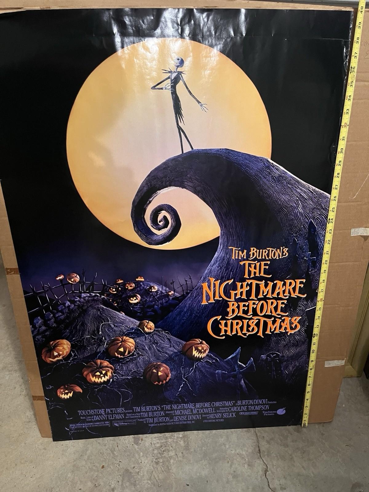 Original 1993 Movie Poster Nightmare Before Christmas Tim Burton Double Sided
