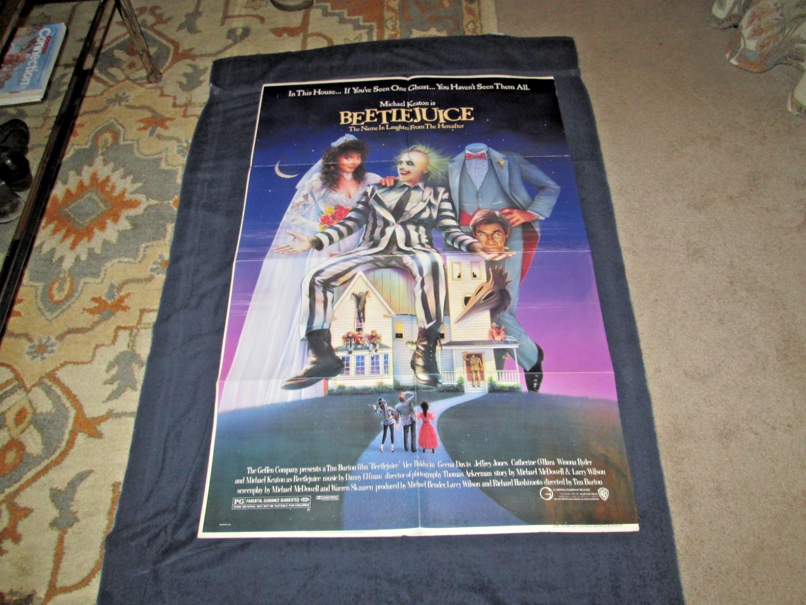 BEETLEJUICE Original One Sheet Movie Poster 1988 Scarce 27”x40”