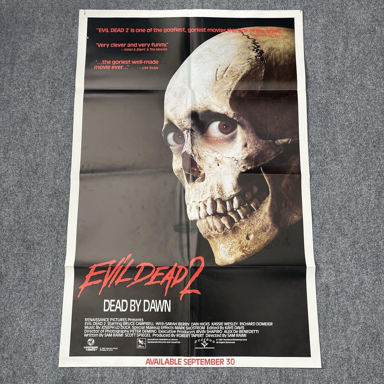 VINTAGE EVIL DEAD 2 (1987) 27x41 ONE SHEET VHS MOVIE POSTER HORROR RARE FOLDED