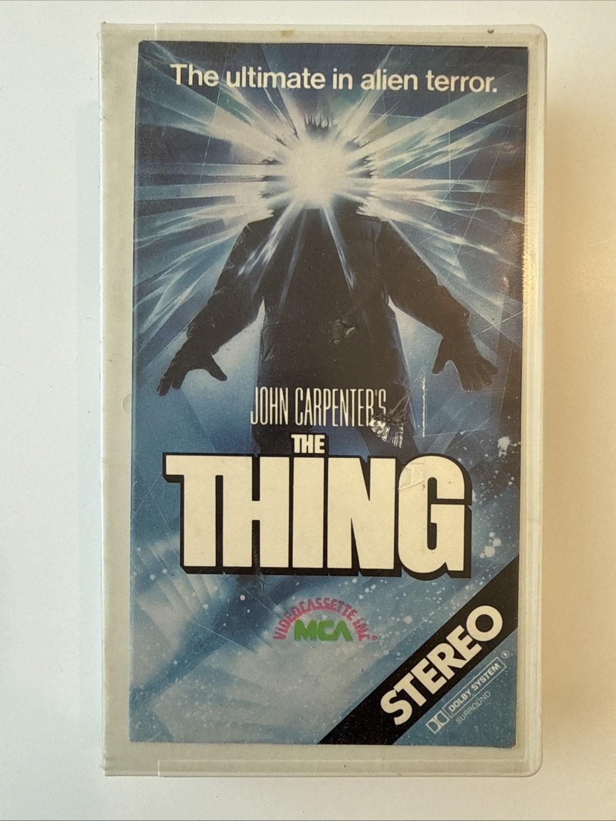 The Thing VHS 1982 1983 Former Library Clamshell 1st Release 'Rainbow MCA' Label