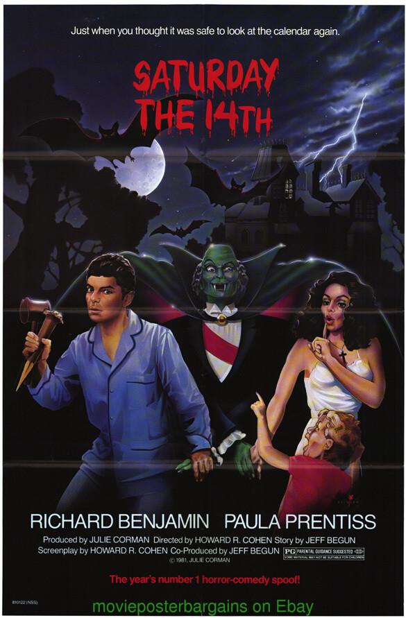 SATURDAY THE 14TH MOVIE POSTER Original 1981 Horror Spoof Film PAULA PRENTISS
