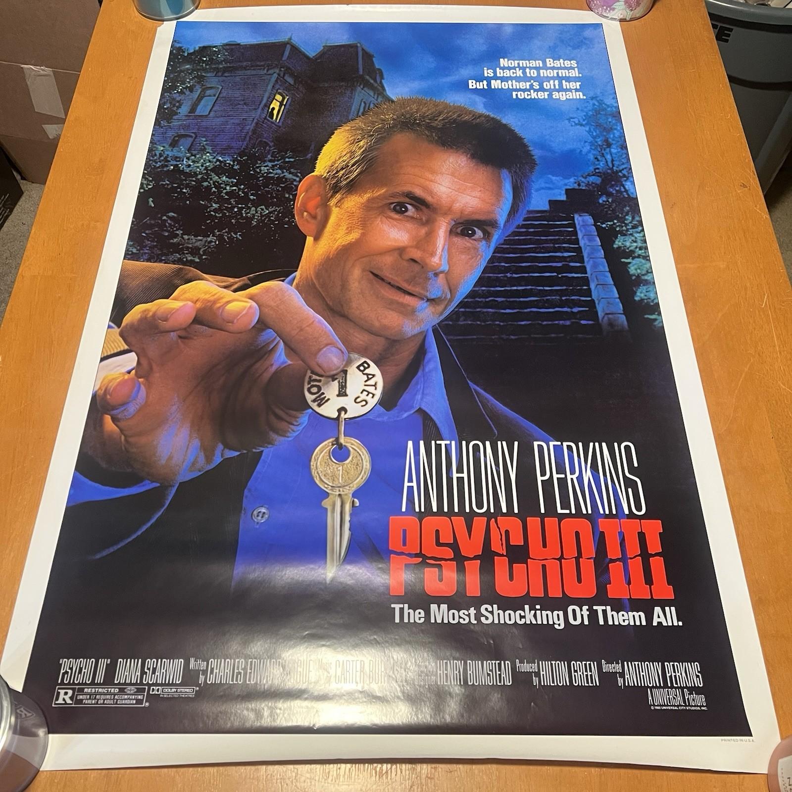 Psycho III 3 Original 1986 Rolled Movie 1sh Poster Anthony Perkins Jeff Fahey