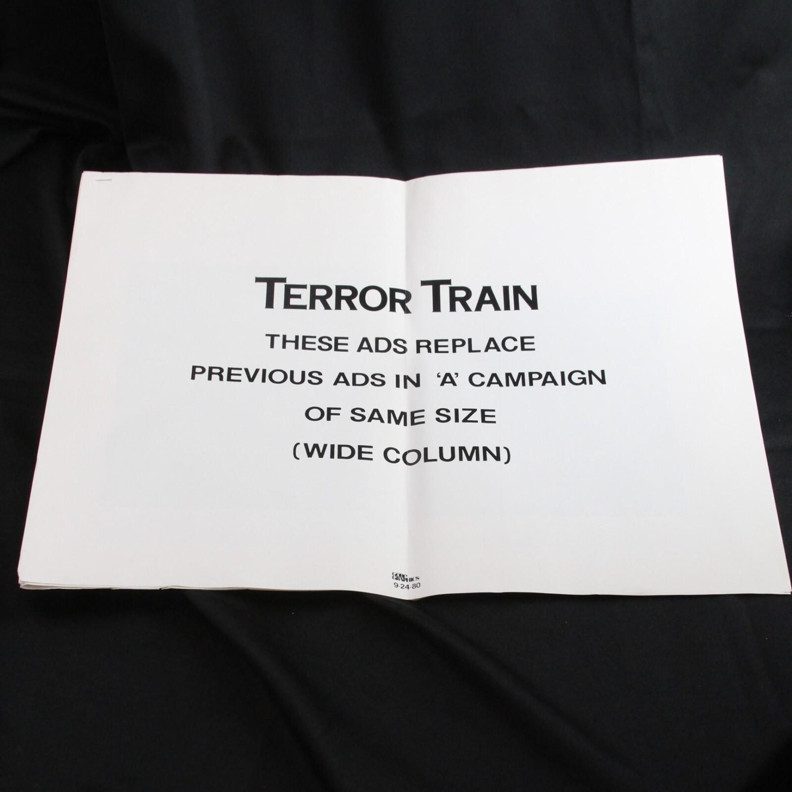 Terror Train Press Kit Ads Campaign 1980 Slasher Film Ben Johnson Jamie Curtis