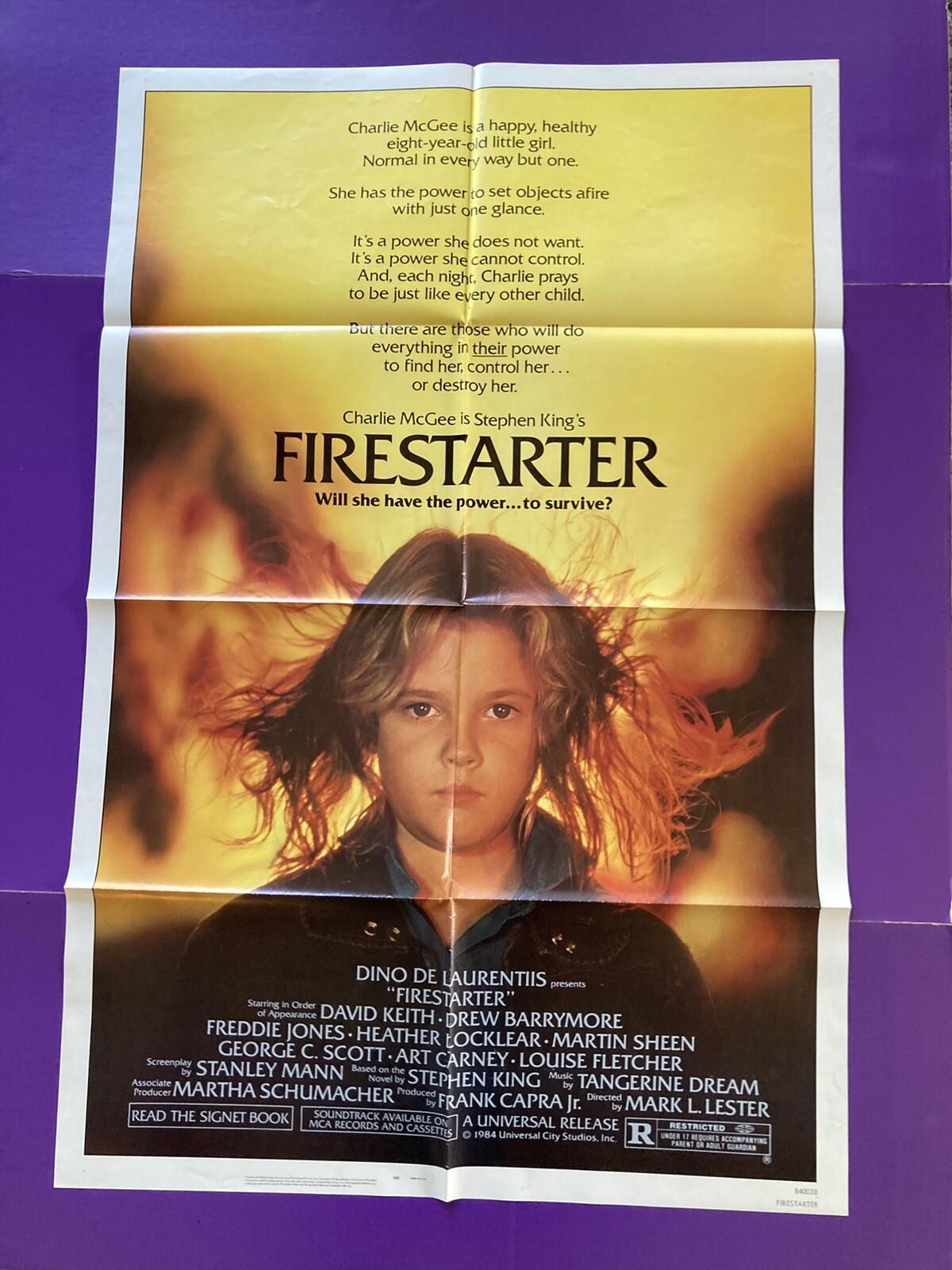 FIRESTARTER Original One Sheet Movie Poster 1984 Stephen King Drew Barrymore