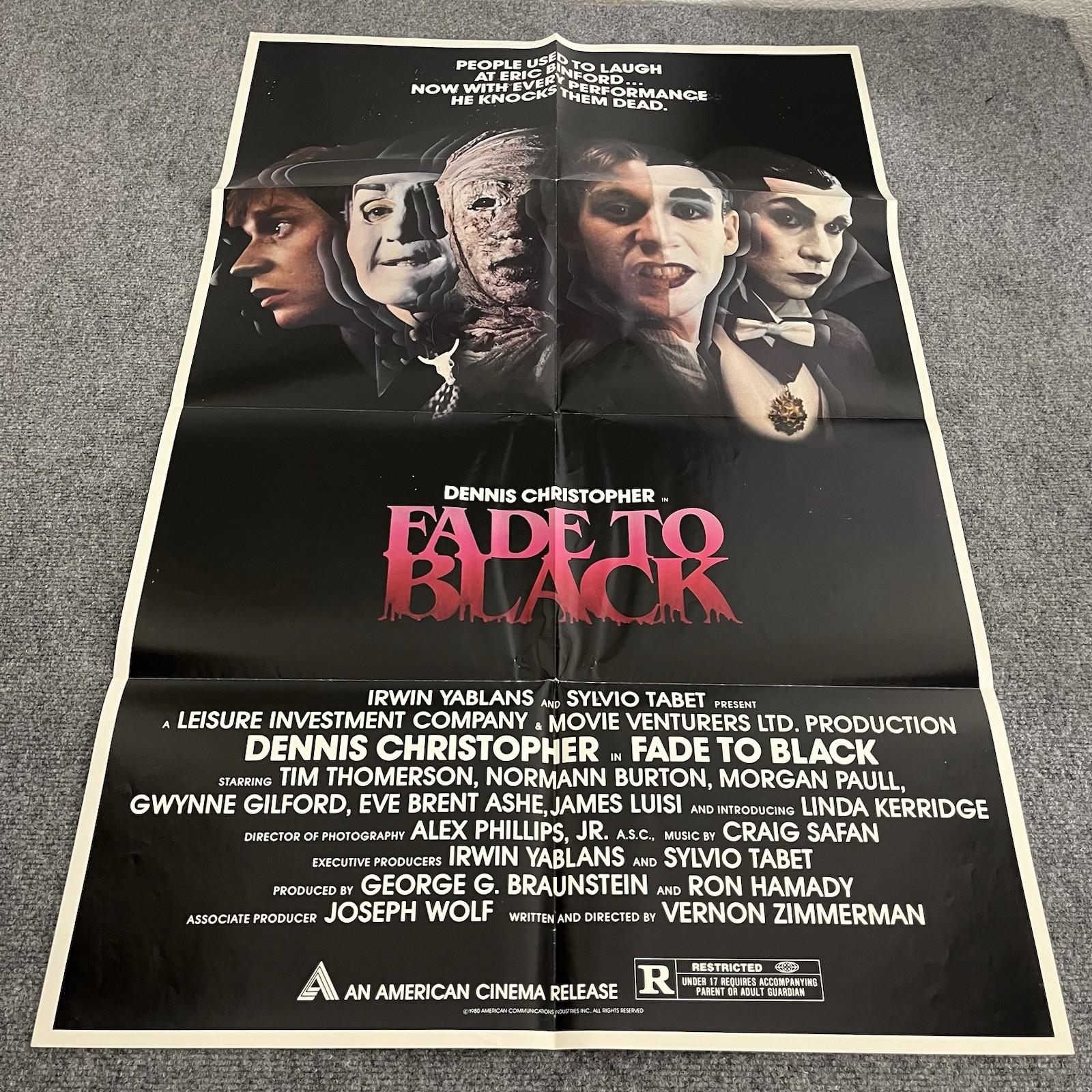 1980 FADE TO BLACK ORIGINAL 27X41 ONE SHEET MOVIE POSTER MONSTERS VAMPIRES CULT