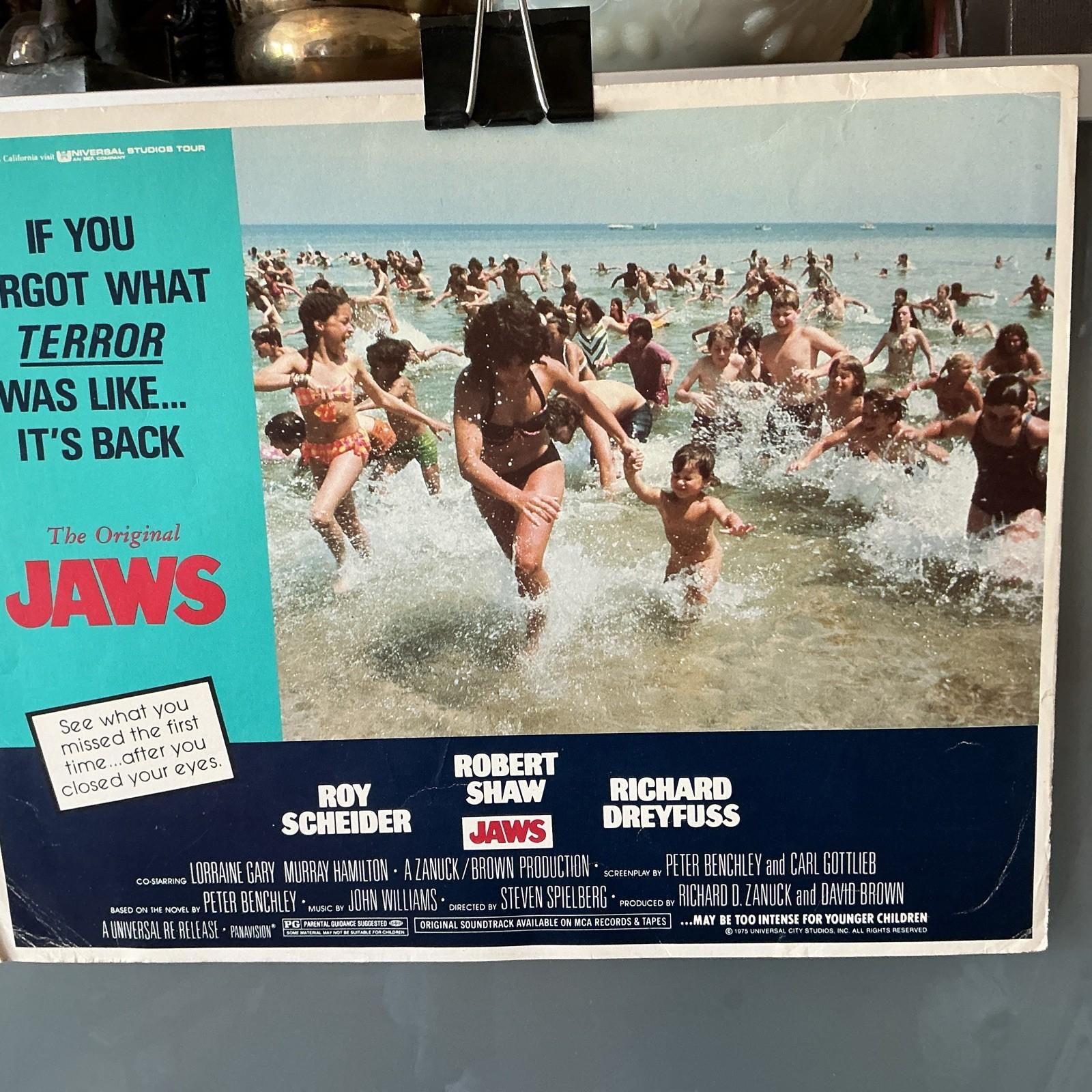 Vintage Rare Original 1975 JAWS Movie Lobby Poster 14”x11”