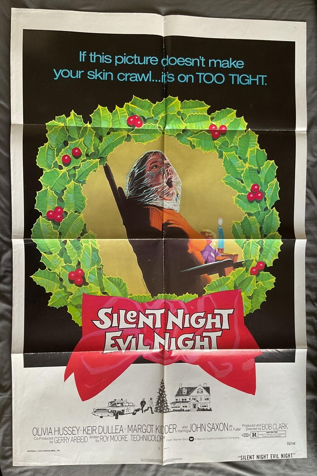 SILENT NIGHT EVIL NIGHT/BLACK CHRISTMAS 1974 ORIGINAL ONE SHEET MOVIE POSTER🔪🎄