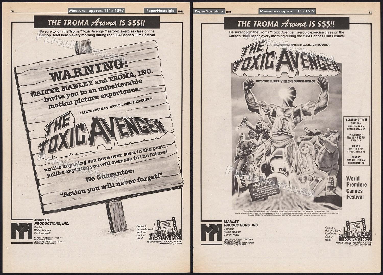 THE TOXIC AVENGER - Original 1984 Trade AD / screening promo / poster_ TROMA INC
