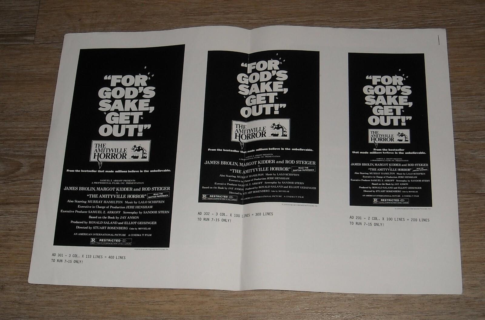 1979 The AMITYVILLE HORROR PROMO MOVIE PRESSBOOK AD SHEETS JAMES BROLIN