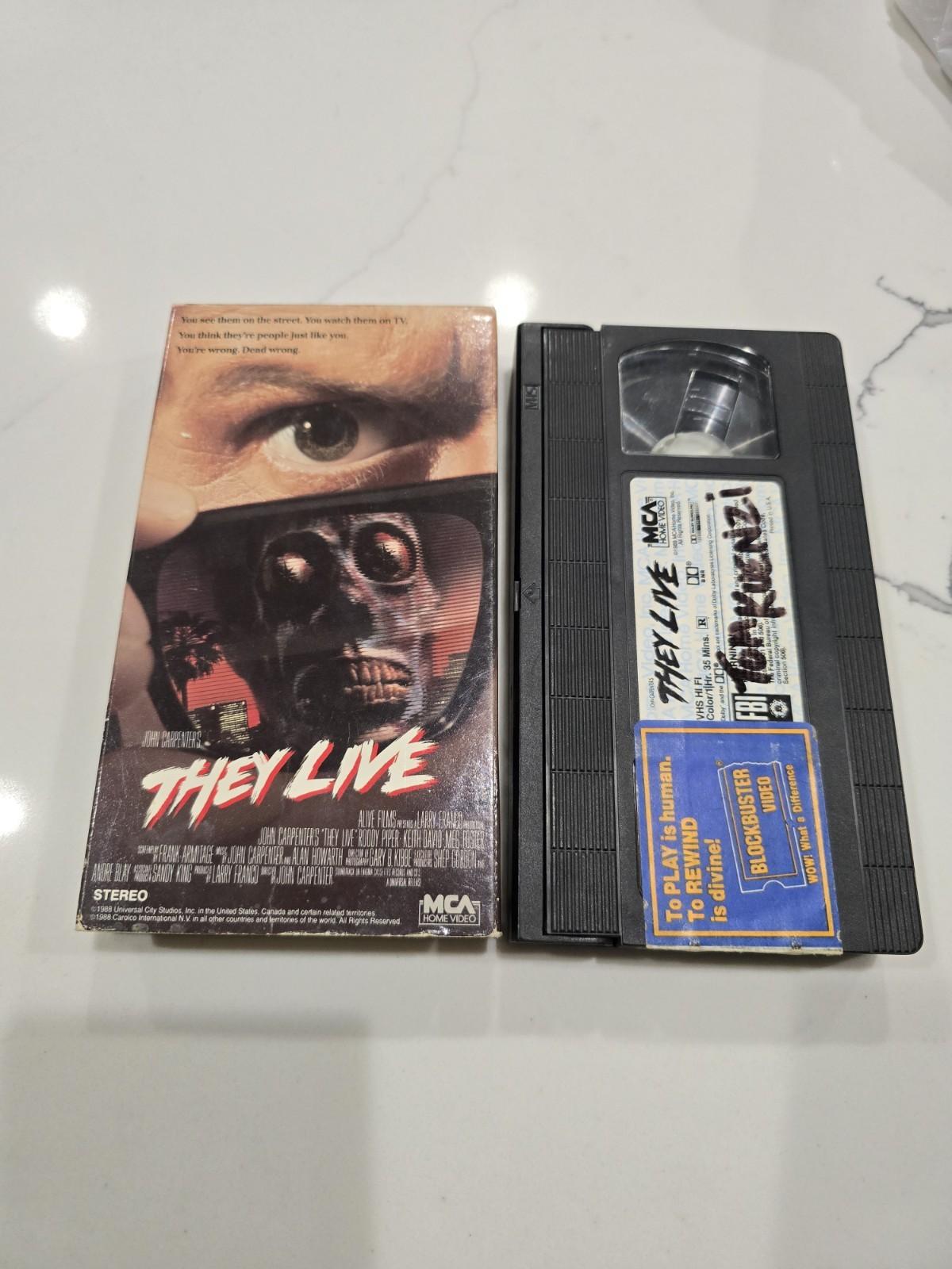 THEY LIVE (VHS) - John Carpenter/Roddy Piper - 1989 MCA/Original Box Blockbuster