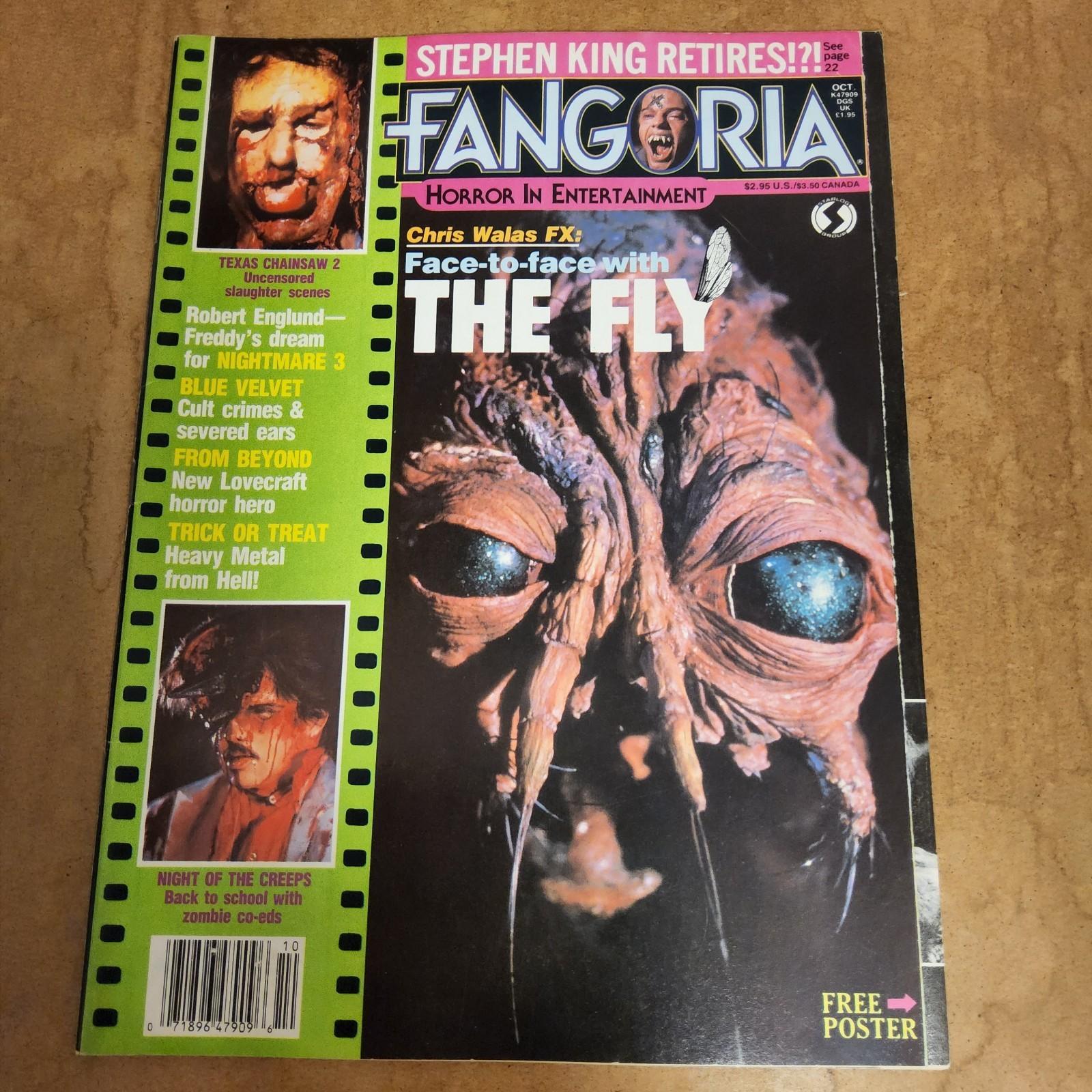 FANGORIA #58 "THE FLY" TEXAS CHAINSAW 2, TRICK OR TREAT, BLUE VEVET. NEAR MINT
