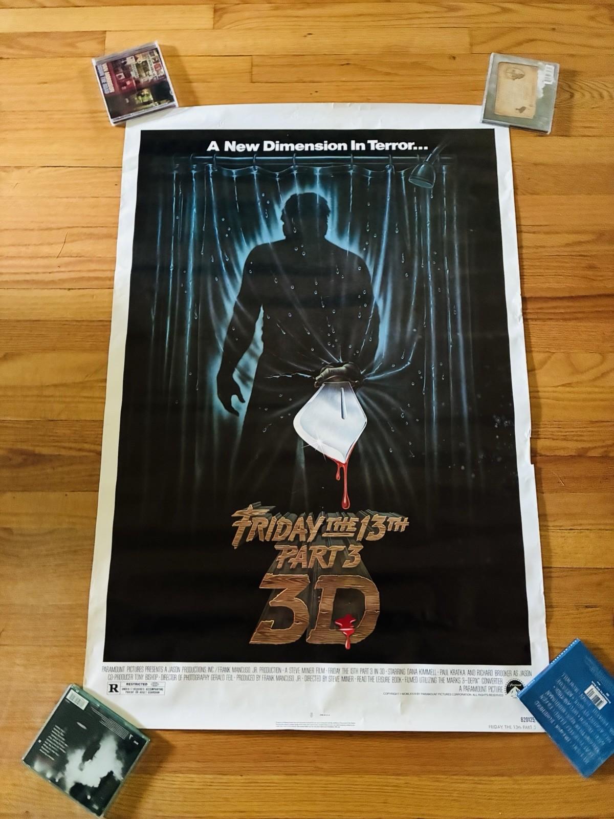 Original Friday The 13th Part III In 3-D 27x41 Inch 1982 Rolled Movie Poster