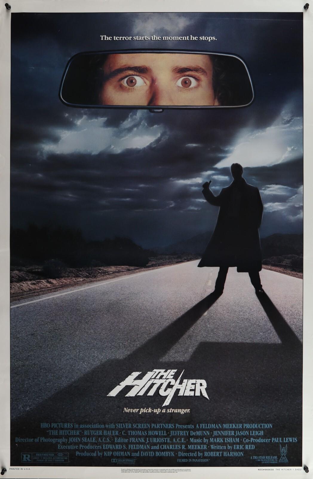 The Hitcher - original movie poster 27x41 1986 ROLLED VG Rutger Hauer