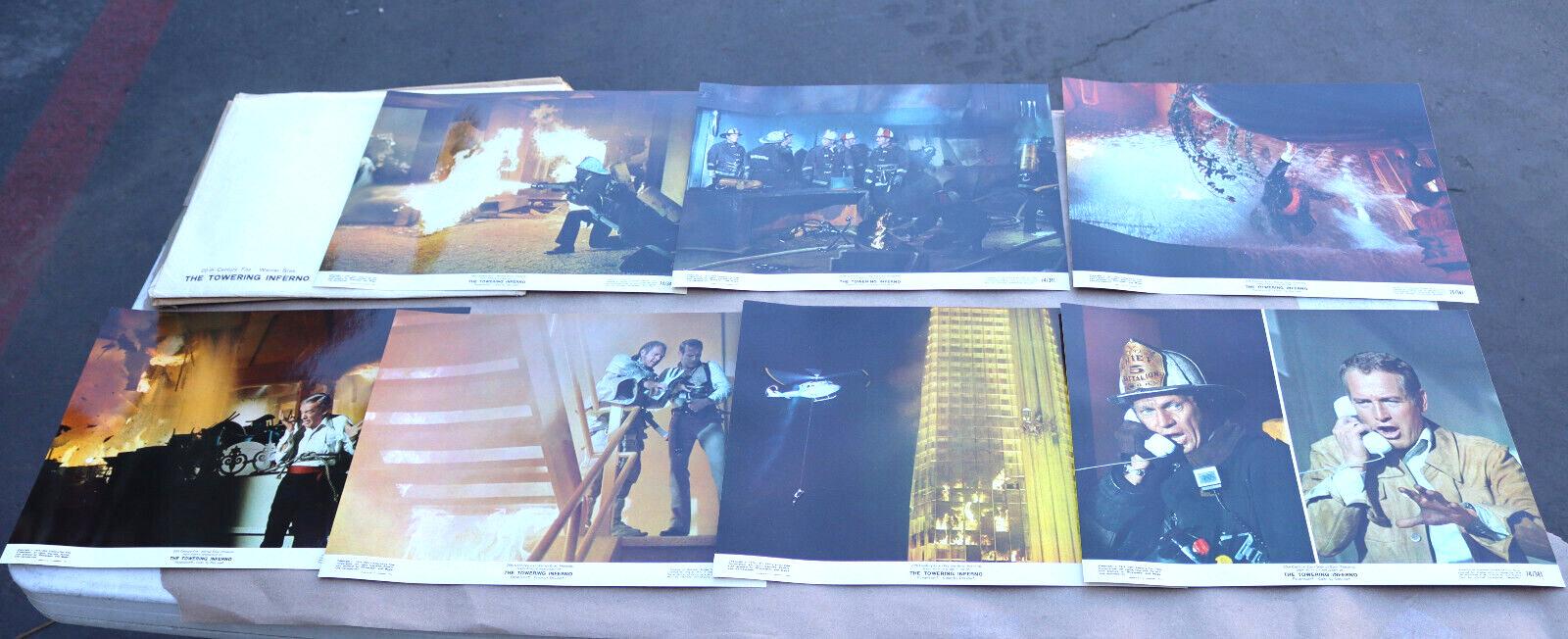 Vintage 1974 The Towering Inferno Movie Lobby Card Lot of 7 Steve McQueen