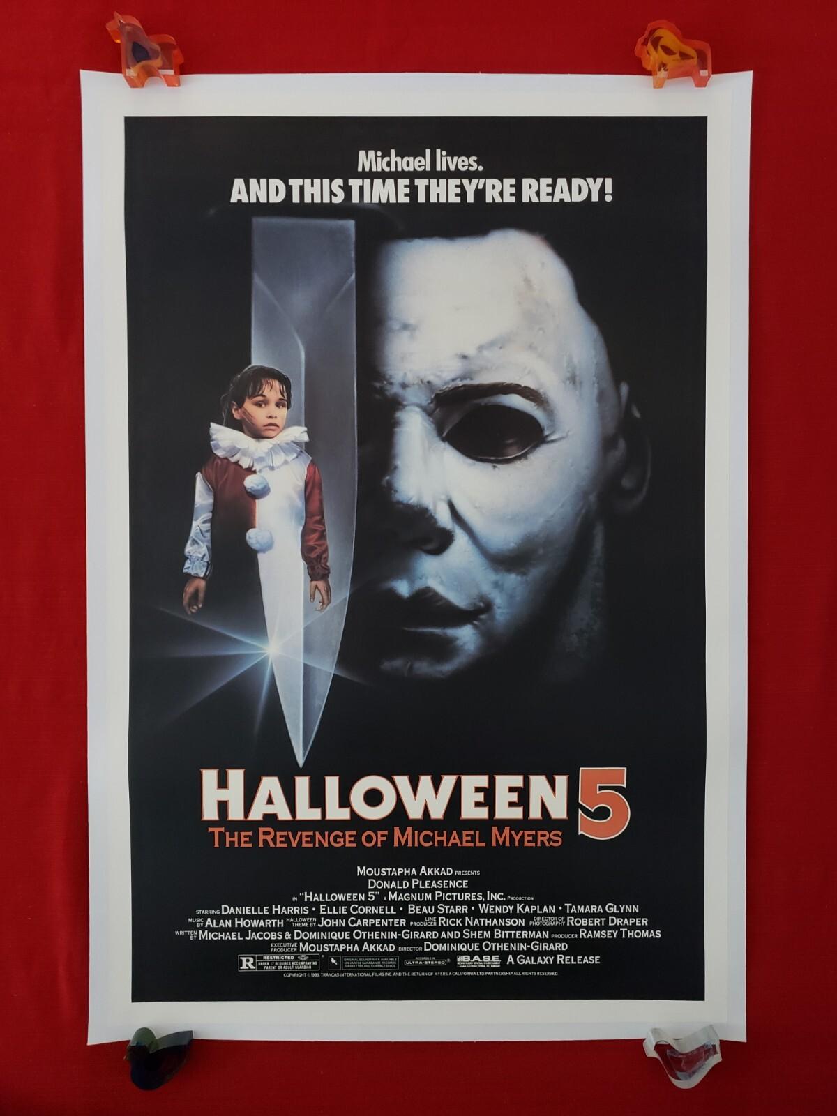 HALLOWEEN 5 * 1989 ORIGINAL MOVIE POSTER LINEN BACKED ROLLED MICHAEL MYERS MASK
