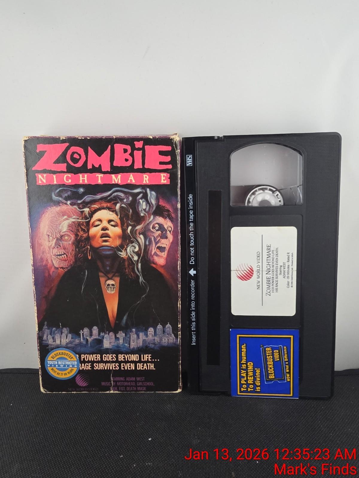 Zombie Nightmare VHS Actor: Adam West/Tia Carrere RARE Horror 📼 Tested Rare OOP