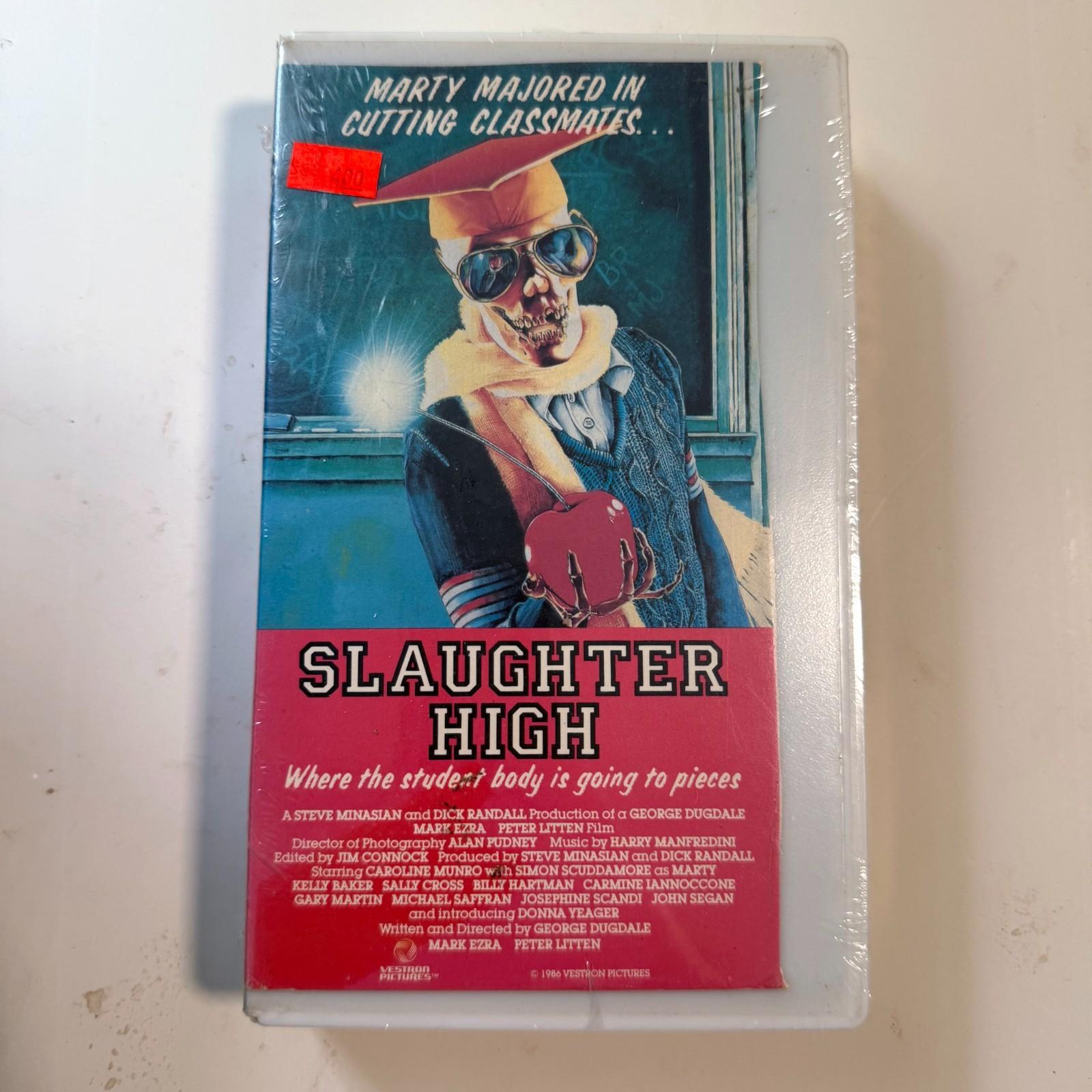 Slaughter High VHS 1987 Vestron Horror Slasher Red Cut Box Clamshell Ex-Rental