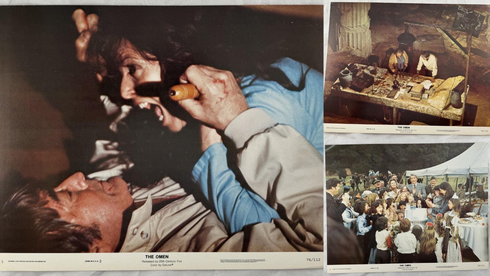 1976 Lot of (3) Original Lobby Cards The Omen Horror Film